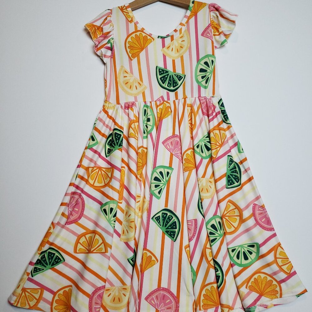 DotDotSmile Size 5/6 Empire Dress - NWT Citrus and Stripes Print
